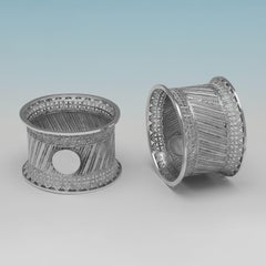 Set of 4 Victorian Silver Filagree Napkin Rings - Made in 1890