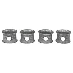 Antique Set of 4 Victorian Silver Filagree Napkin Rings - Made in 1890