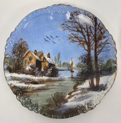 Set of 4 Victorian Style Decorative Plates with Landscape Scenes