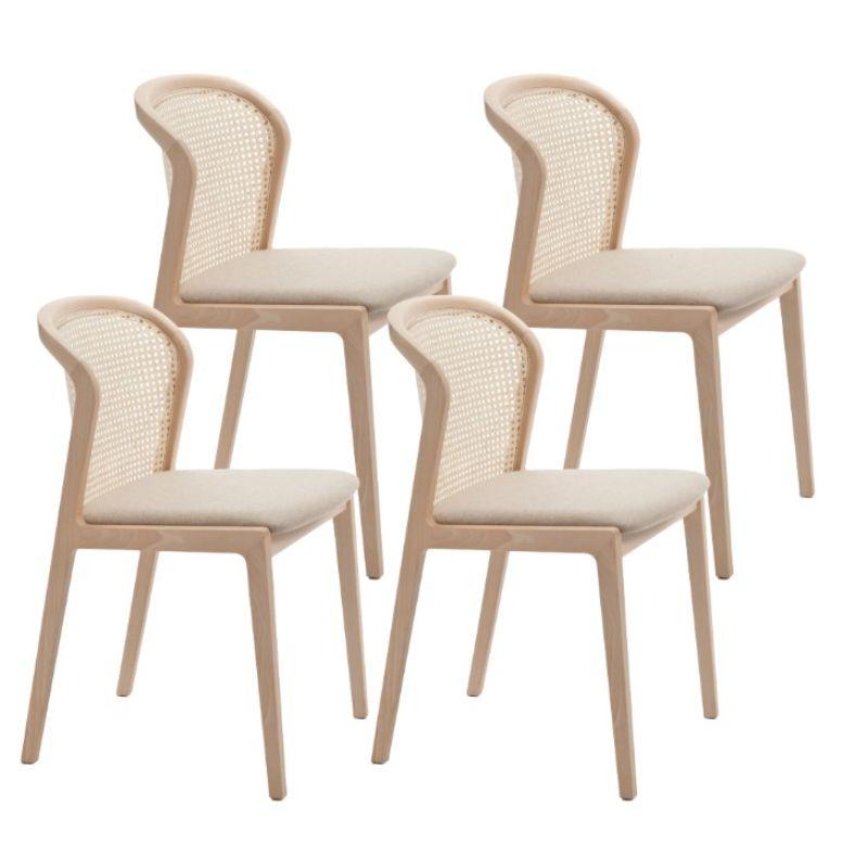 Set of 4, Vienna chair, natural beech wood, nord wool beige by Colé Italia with Emmanuel Gallina
Dimensions: H 78, W 48, D 50 cm.
Materials: Natural Beech wood chair with straw back and upholstered seat

Also available: Vienna Canaletto, Vienna
