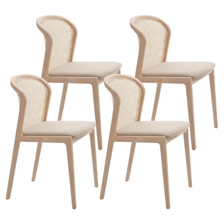 Set of 4, Vienna Chair, Beech Wood, Beige Contour by Colé Italia For Sale