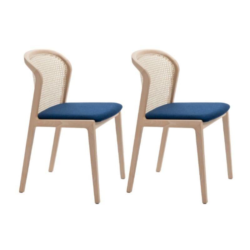Moderne Ensemble de 4, chaise Vienne, bois de hêtre, bleu par Colé Italia en vente