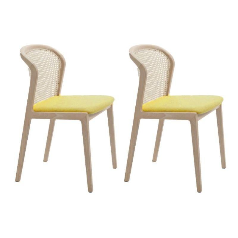 Modern Set of 4, Vienna Chair, Beech Wood, Ocre by Colé Italia For Sale