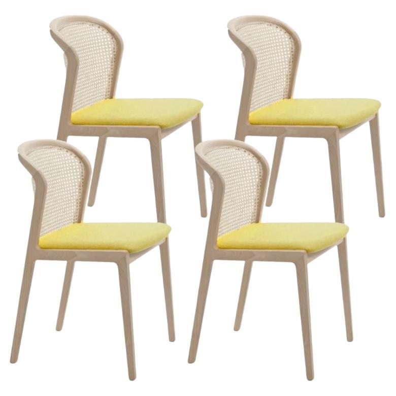 Set of 4, Vienna Chair, Beech Wood, Ocre by Colé Italia For Sale