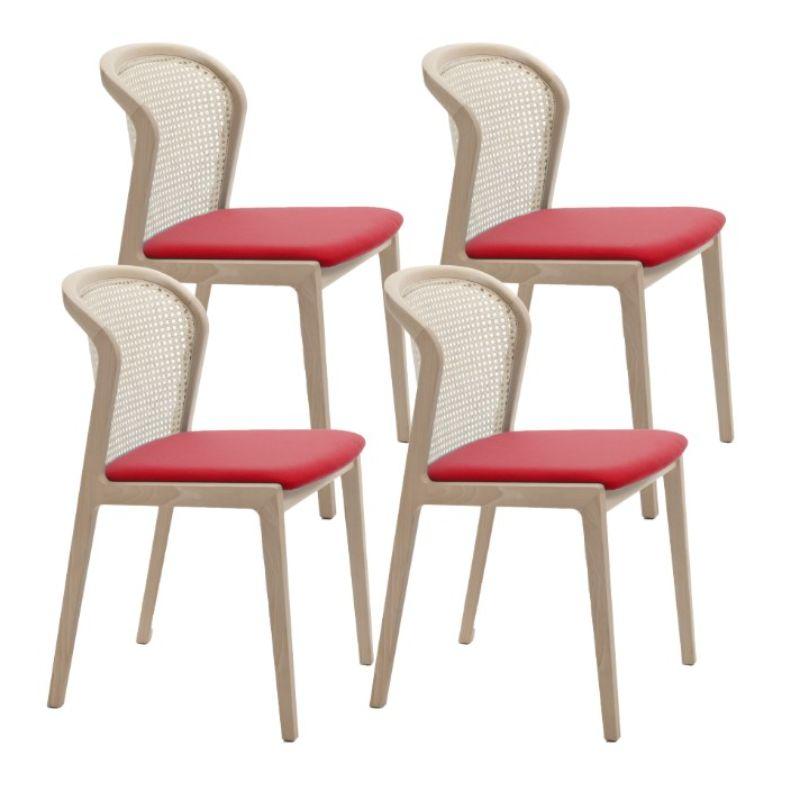 Set of 4, Vienna chair, Natural Beech Wood, and Nord Wool Red by Colé Italia with Emmanuel Gallina
Dimensions: H 78, W 48, D 50 cm
Materials: Natural Beechwood chair with straw back and upholstered seat

Also Available: Vienna Canaletto, Vienna