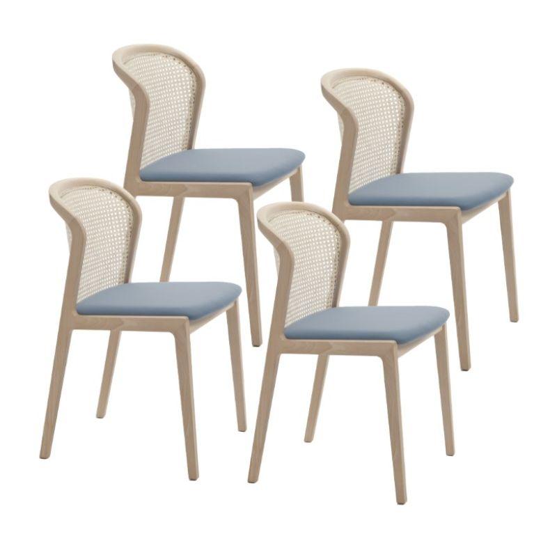 Set of 4, Vienna chair, Natural Beech Wood, and Velvetforthy Glicine by Colé Italia with Emmanuel Gallina
Dimensions: H 78, W 48, D 50 cm
Materials: Natural Beechwood chair with straw back and upholstered seat

Also Available: Vienna Canaletto,