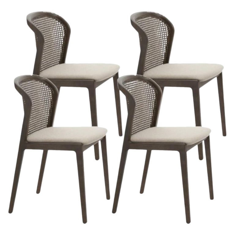 4er Set, Wiener Stuhl, Canaletto, Beige von Colé Italia