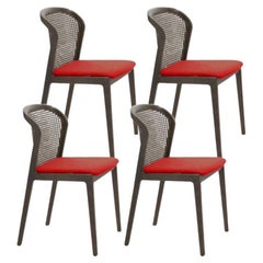 Ensemble de 4, chaise Vienne, Canaletto, Contour Rouge par Colé Italia