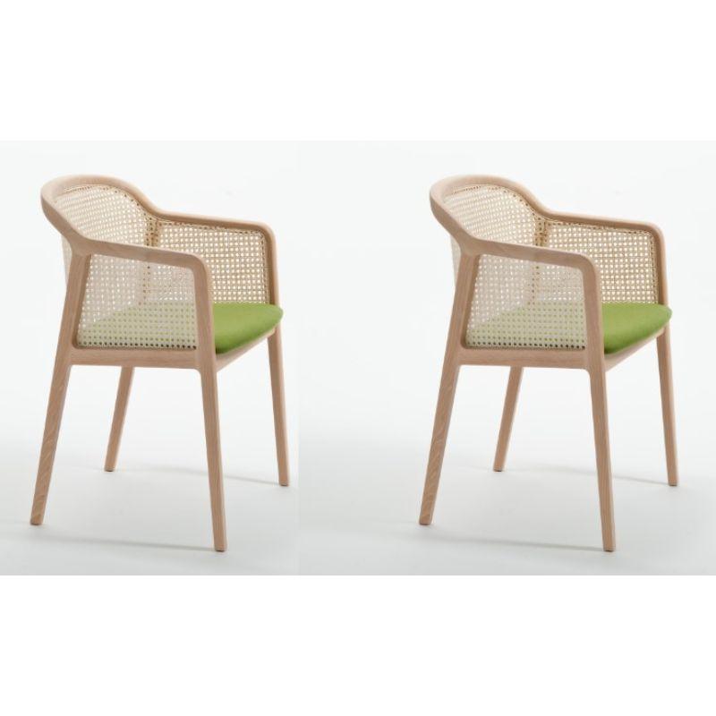 Modern Set of 4, Vienna Little Armchair, Beech Wood, Acid Green by Colé Italia For Sale