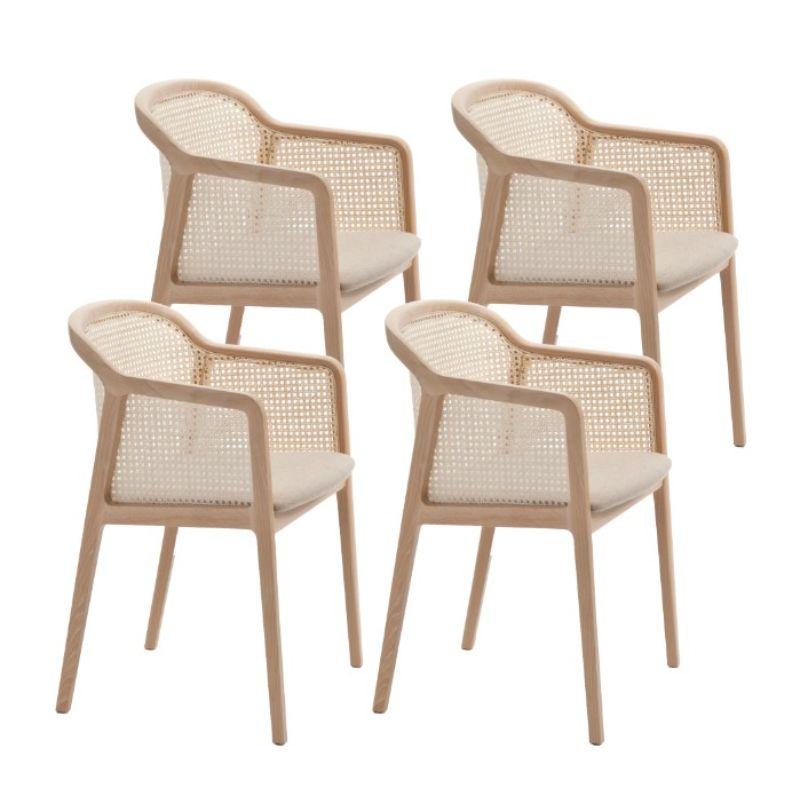 Set of 4, Vienna Little Armchair, Natural Beech Wood, Beige by Colé Italia with Emmanuel Gallina
Dimensions: H 78, W 53, D 50 cm
Materials: Beech Wood Chair with Straw Back and Upholstered Seat

Also Available: CA Canaletto; WE Wengé; BK Black,