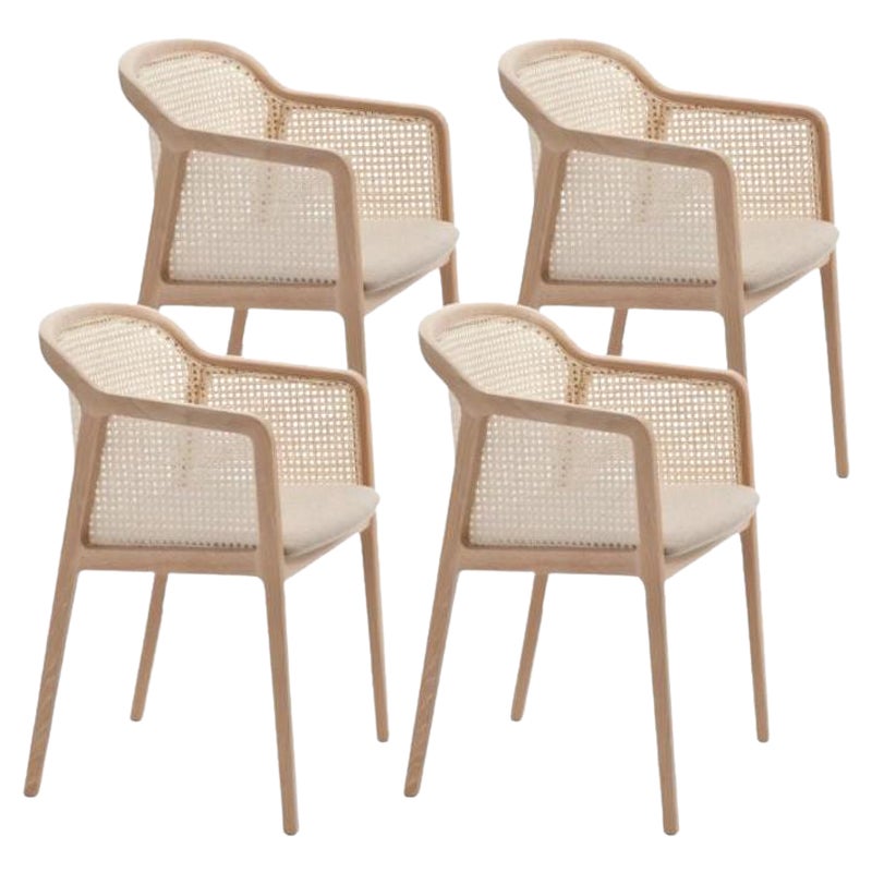 Lot de 4, Fauteuil Vienna Little, Bois de hêtre, Beige par Colé Italia