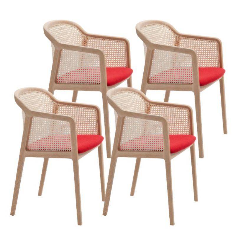 Set of 4, vienna little armchair, natural beech wood, Red Contour by Colé Italia with Emmanuel Gallina
Dimensions: H 78, W 53, D 50 cm
Materials: Beech Wood Chair with Straw Back and Upholstered Seat

Also Available: CA Canaletto; WE Wengé; BK