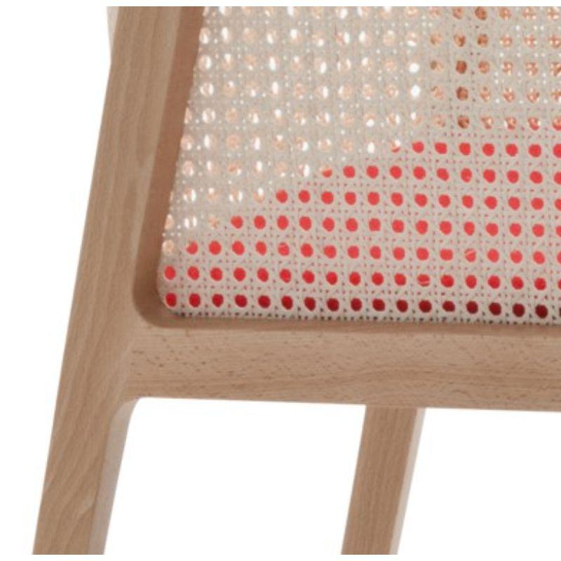 Wool Set of 4, Vienna Little Armchair, Beech Wood, Red Contour by Colé Italia