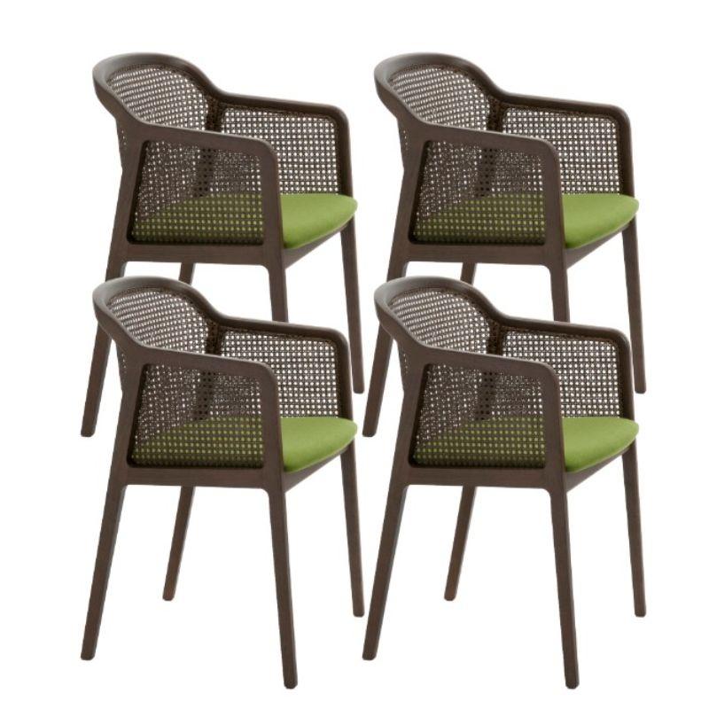 Set of 4, Vienna Little armchair, Stained Beech Wood, Acid Green by Colé Italia with Emmanuel Gallina
Dimensions: H 78, W 53, D 50 cm
Materials: Stained beech wood little armchair with Vienna straw back, and upholstered seat
Wood stained