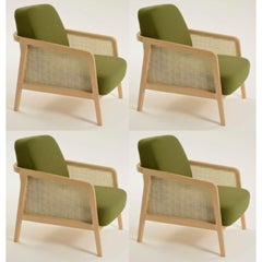 Set of 4, Vienna Lounge Armchair Beech Palm Green by Colé Italia