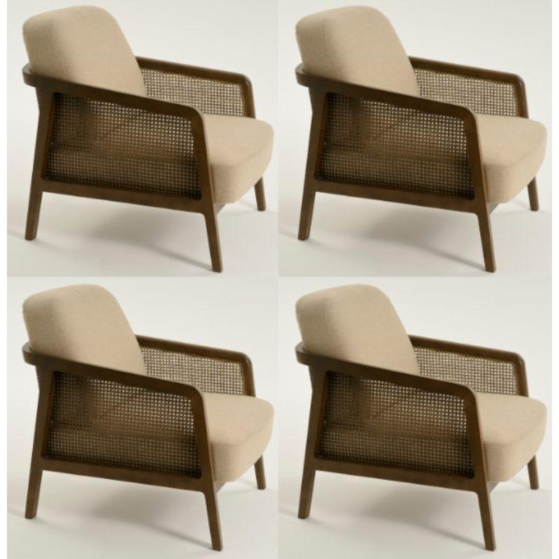 Set of 4, Vienna Lounge Canaletto beige by Colé Italia with Emmanuel Gallina
Dimensions: H 78, W 53, D 50 cm
Materials: Lounge armchair in stained beech wood and straw; upholstered seat and back ( Cat CC)
Finishing: CA Canaletto, WE Wengè, BK