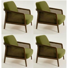Set of 4, Vienna Lounge Armchair Canaletto Palm Green by Colé Italia