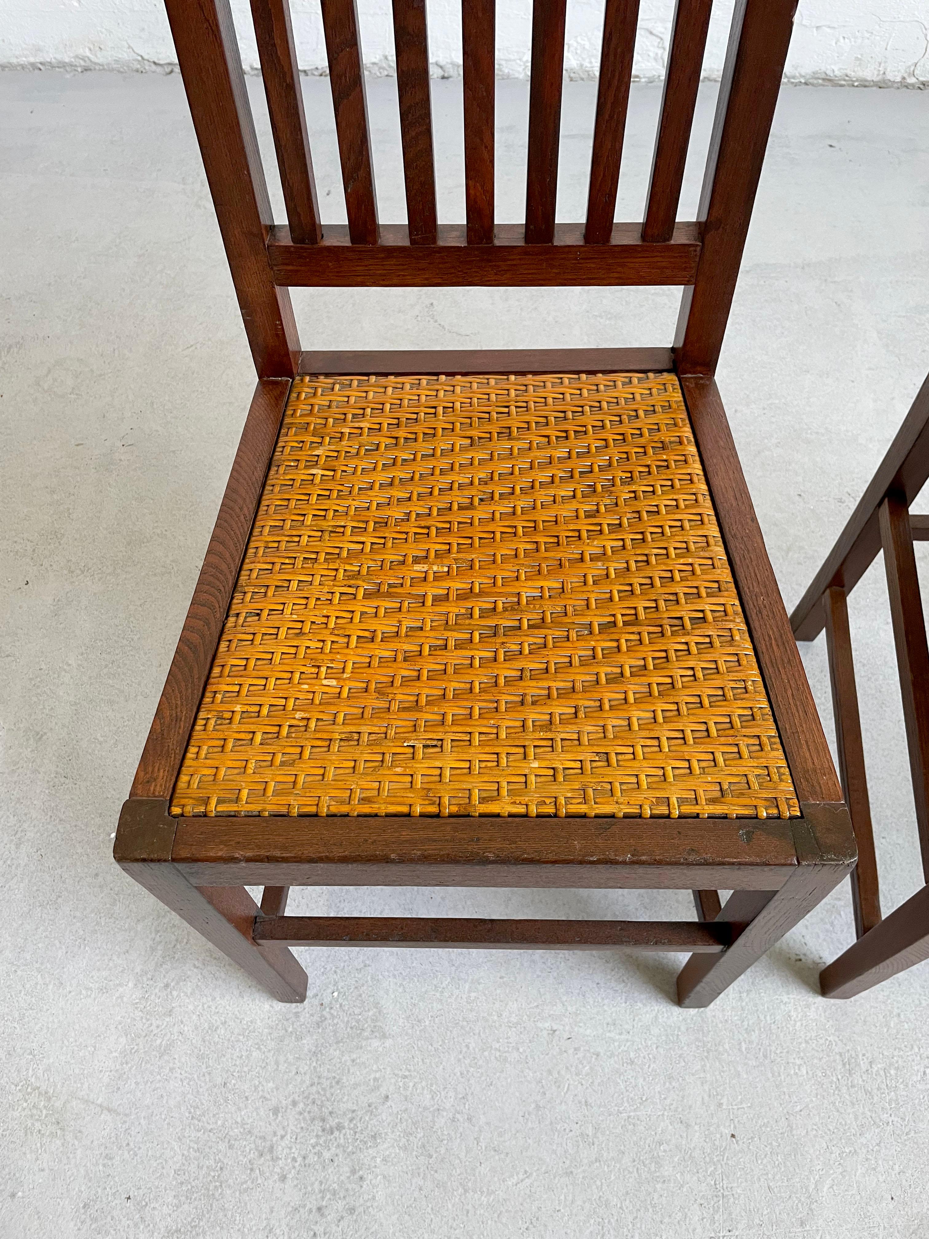Set of 4 Vienna Secession Chairs in Oak and Cane by H. Vollmer and W. Schmidt For Sale 10