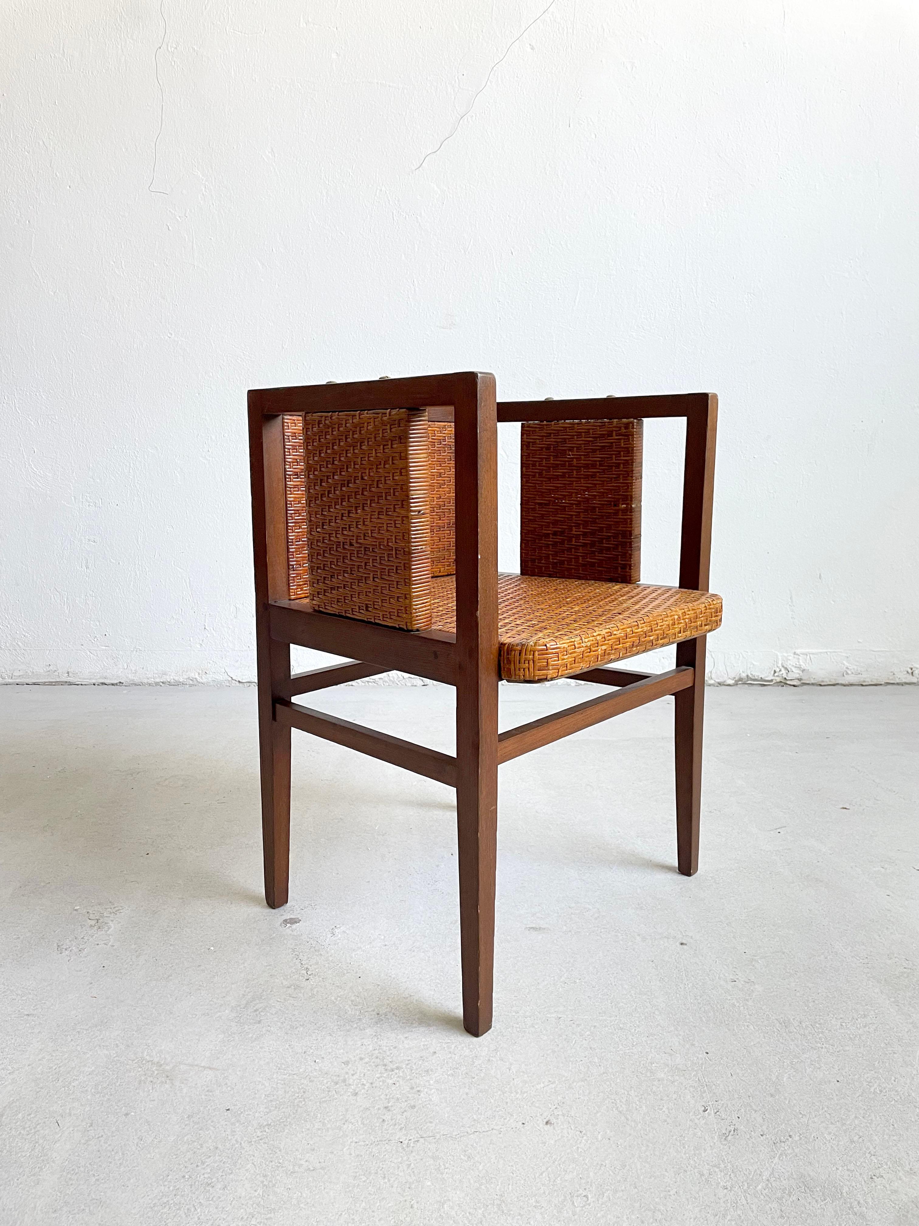 20th Century Set of 4 Vienna Secession Chairs in Oak and Cane by H. Vollmer and W. Schmidt For Sale