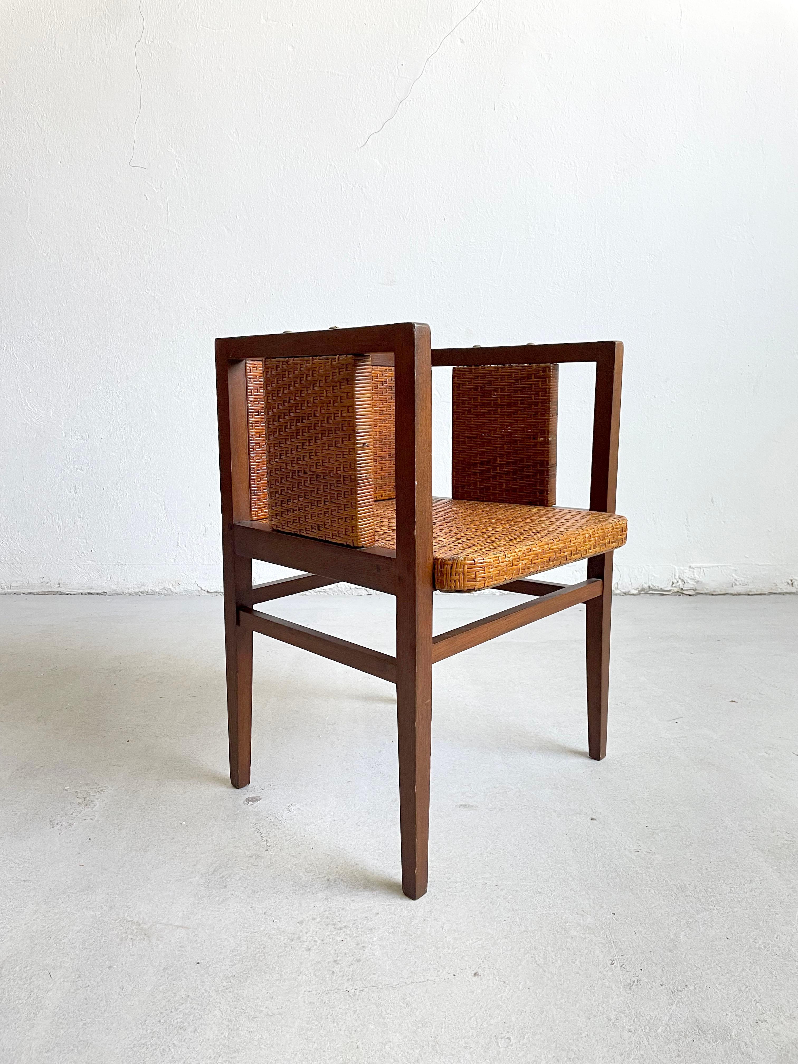 Ensemble de 4 chaises de sécession viennoise en chêne et rotin par H. Vollmer et W. Schmidt Bon état - En vente à Zagreb, HR