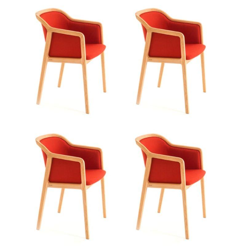 Set of 4, Vienna Soft Little armchair, Chili by Colé Italia with Emmanuel Gallina
Dimensions: H 78, W 53, D 50 cm
Materials: Natural beechwood little armchair with upholstered seat and back (Cat C)

Also Available: Vienna Chair, Vienna Little