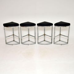 Set of 4 Vintage 1970's Chrome Bar Stools