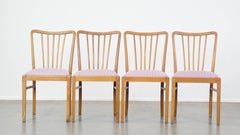 Set of 4 vintage 1970s Danish design dining chairs with purple fabric seats