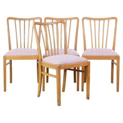 Set of 4 vintage 1970s Danish design dining chairs with purple fabric seats