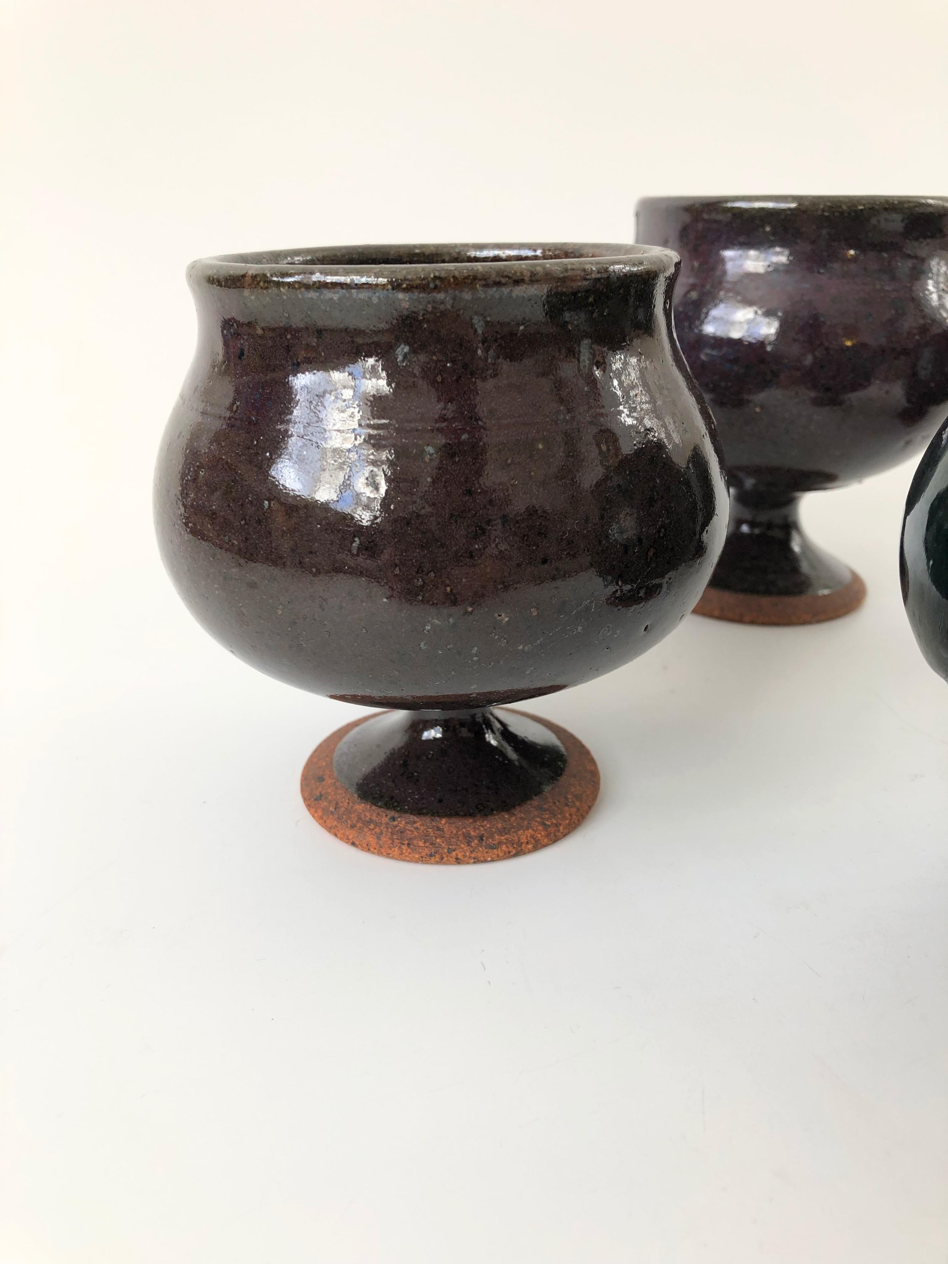 Set of 4 Vintage 1970s Studio Pottery Goblets 2