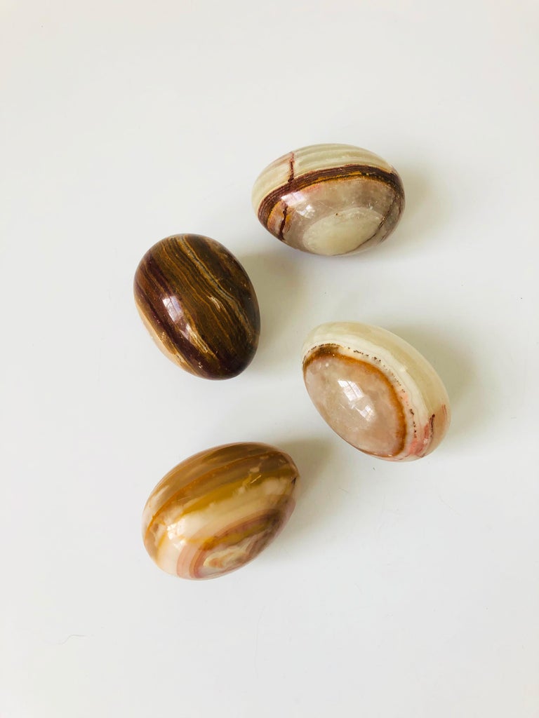 Set of 4 Vintage Alabaster Stone Eggs For Sale at 1stDibs