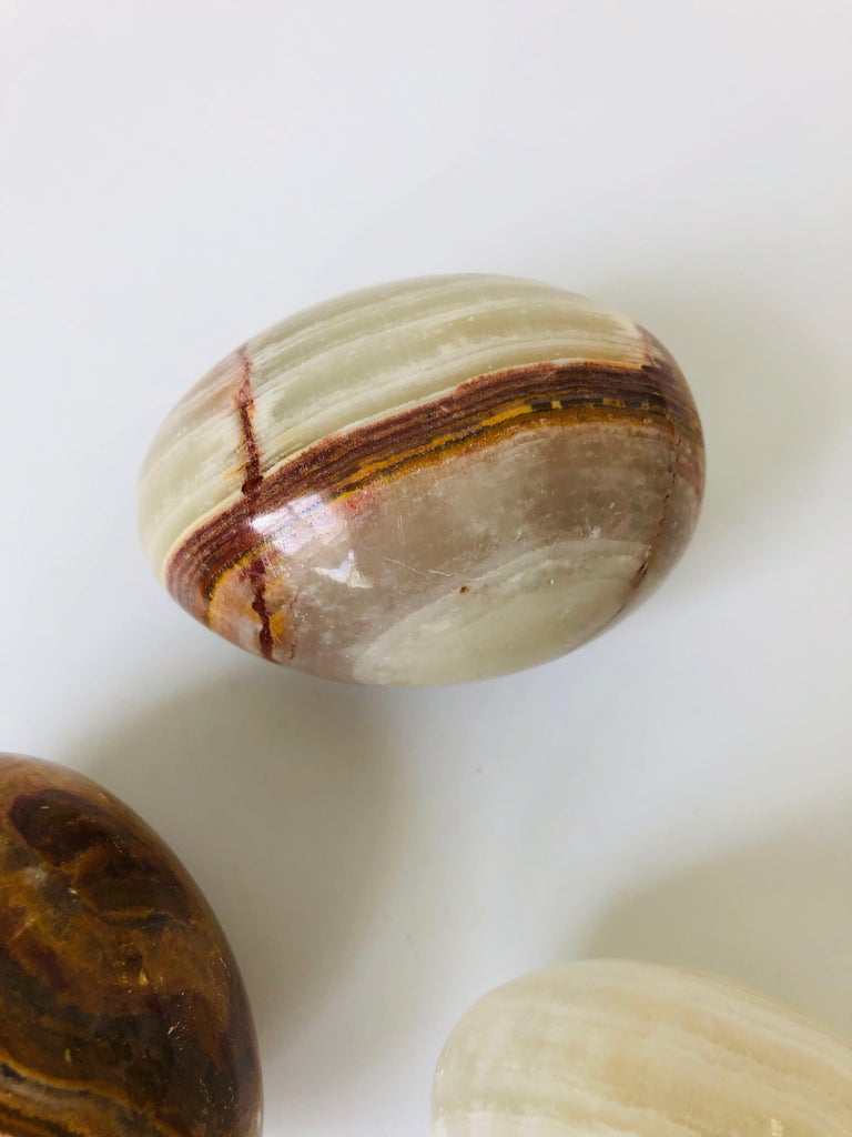 Set of 4 Vintage Alabaster Stone Eggs For Sale at 1stDibs