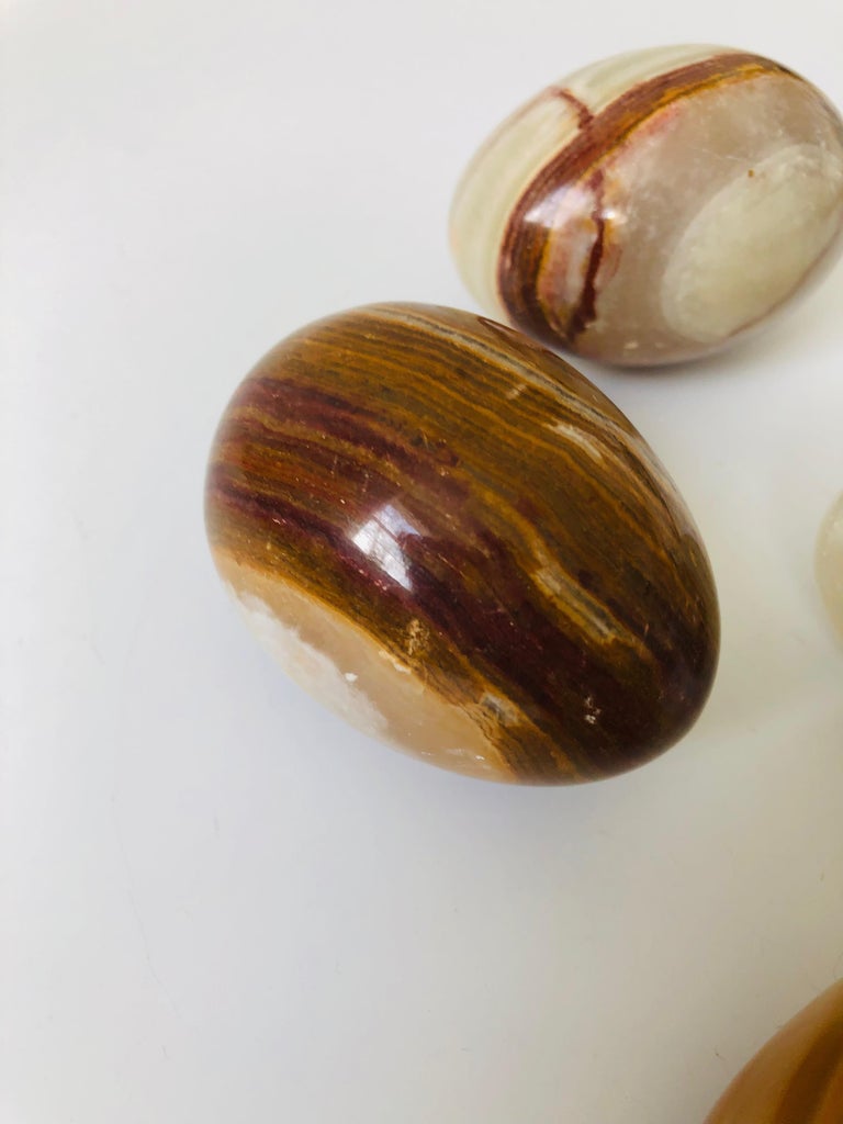 Set of 4 Vintage Alabaster Stone Eggs For Sale at 1stDibs