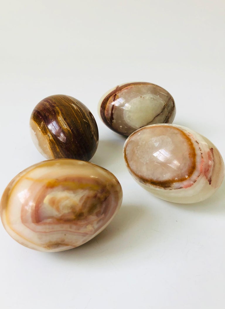 Set of 4 Vintage Alabaster Stone Eggs For Sale at 1stDibs