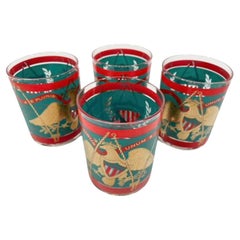 Set of 4 Retro American Eagle Rocks Glasses by Cera Glassware.