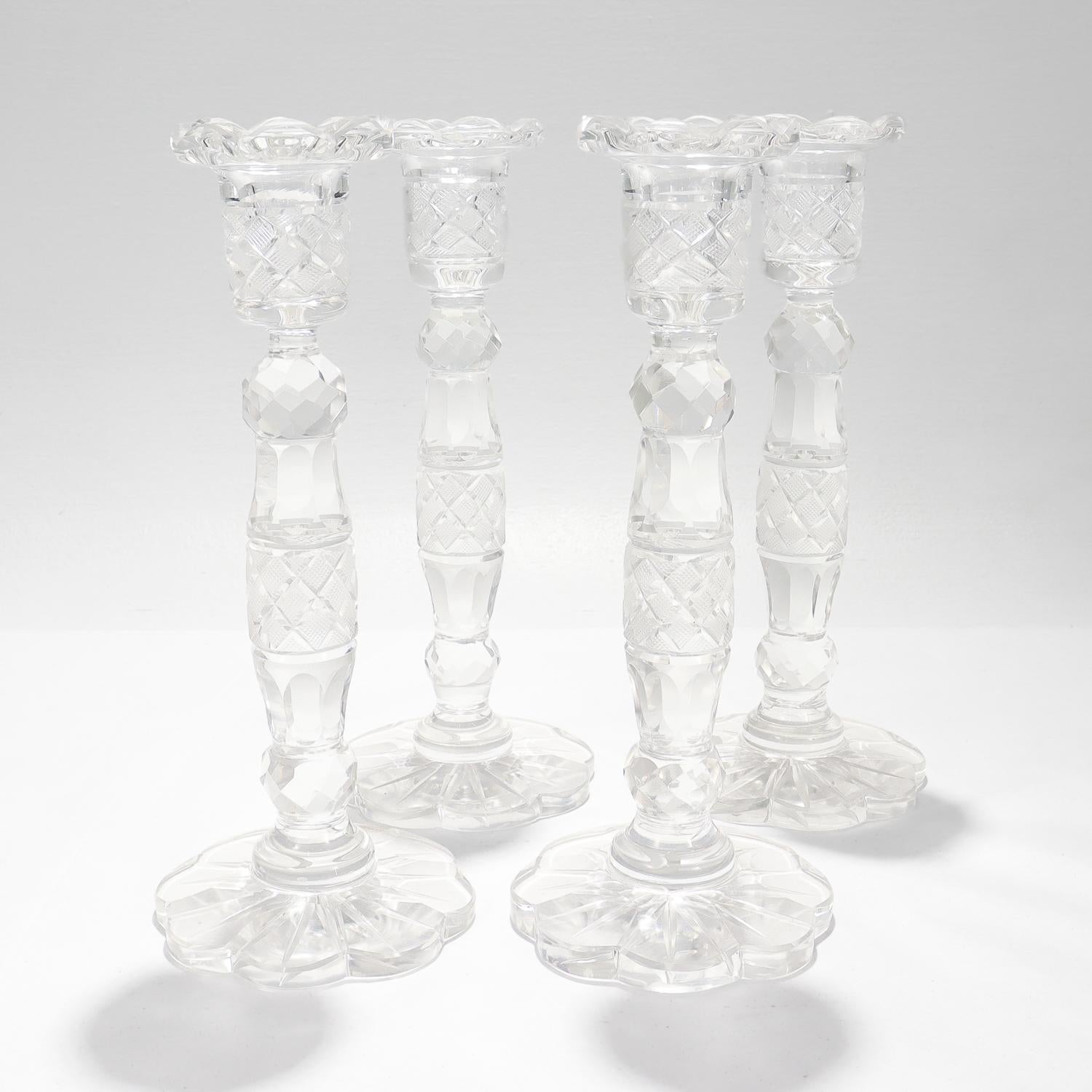 Georgien Ensemble de 4 chandeliers vintage en verre taillé de style géorgien anglo-istique en vente
