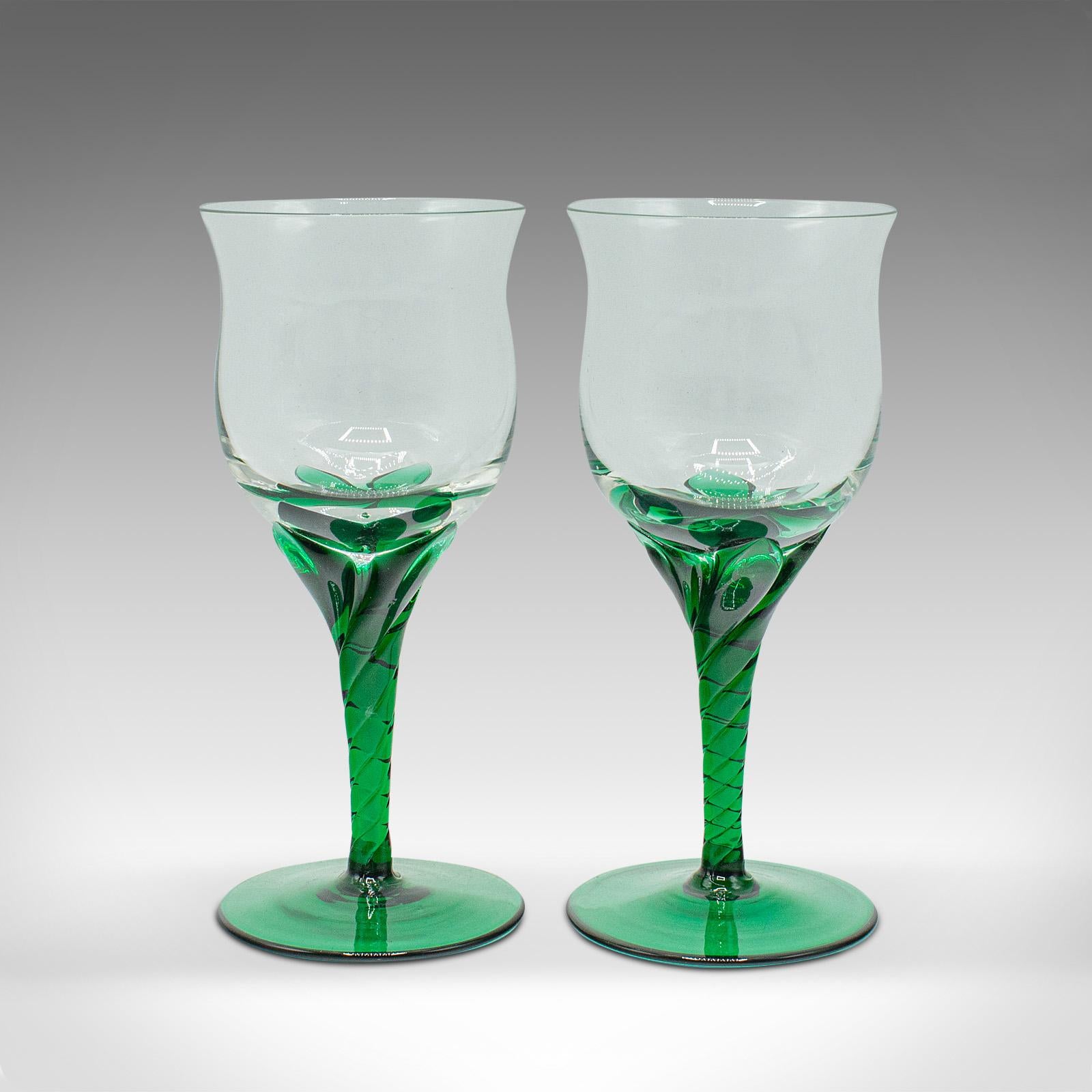 Set of 4 Vintage Aperitif Glasses, French, Blown Glass, Spirit Flutes, Art Deco In Good Condition For Sale In Hele, Devon, GB