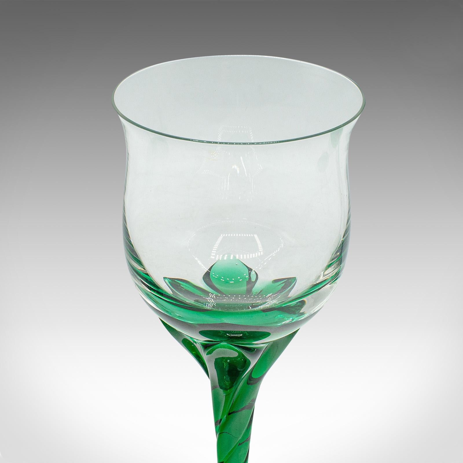 Set of 4 Vintage Aperitif Glasses, French, Blown Glass, Spirit Flutes, Art Deco For Sale 4