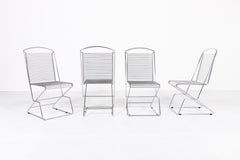Set of 4 Vintage Architectural steel wire chairs, Italy