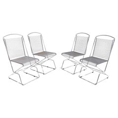 Set of 4 Retro Architectural steel wire chairs, Italy