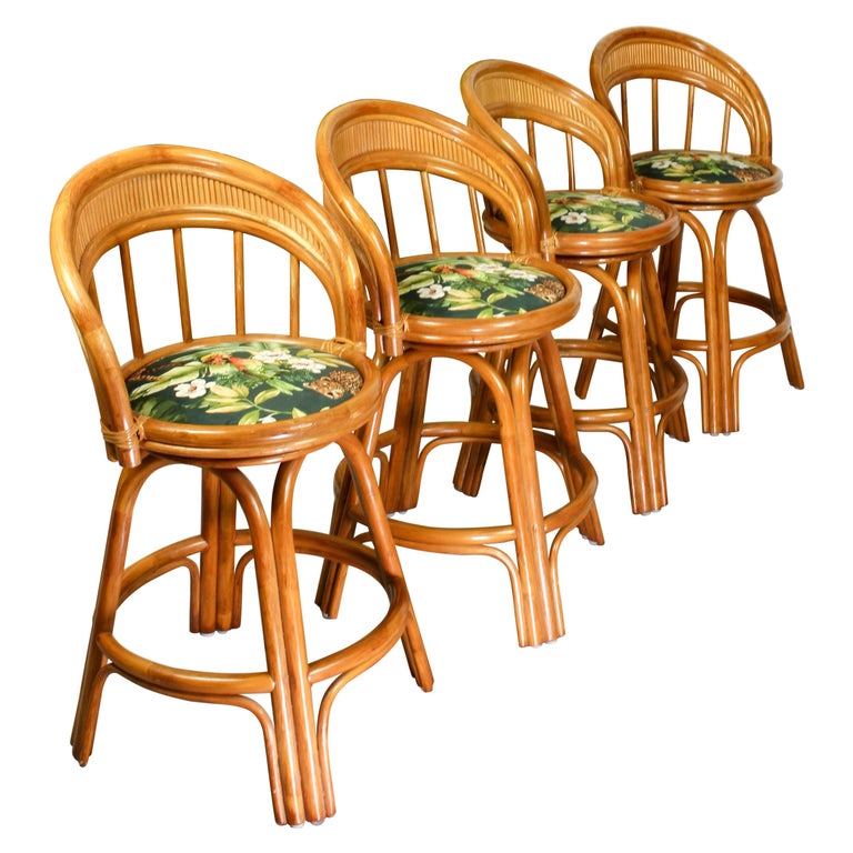 Set of 4 Vintage Bamboo Bar Stools, 1970s at 1stDibs