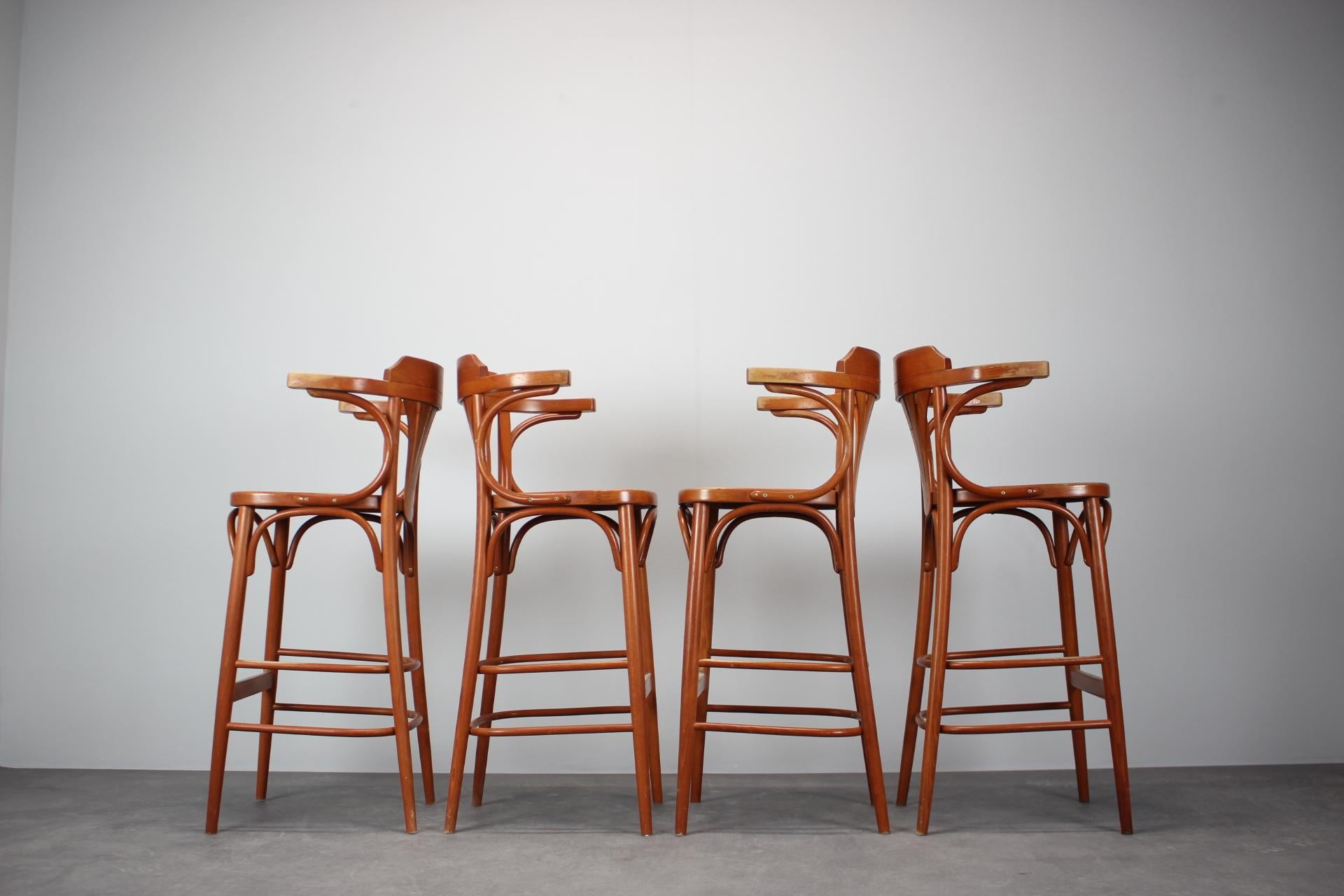 Set of 4 Vintage Bar Stools by TON, 1980s 4