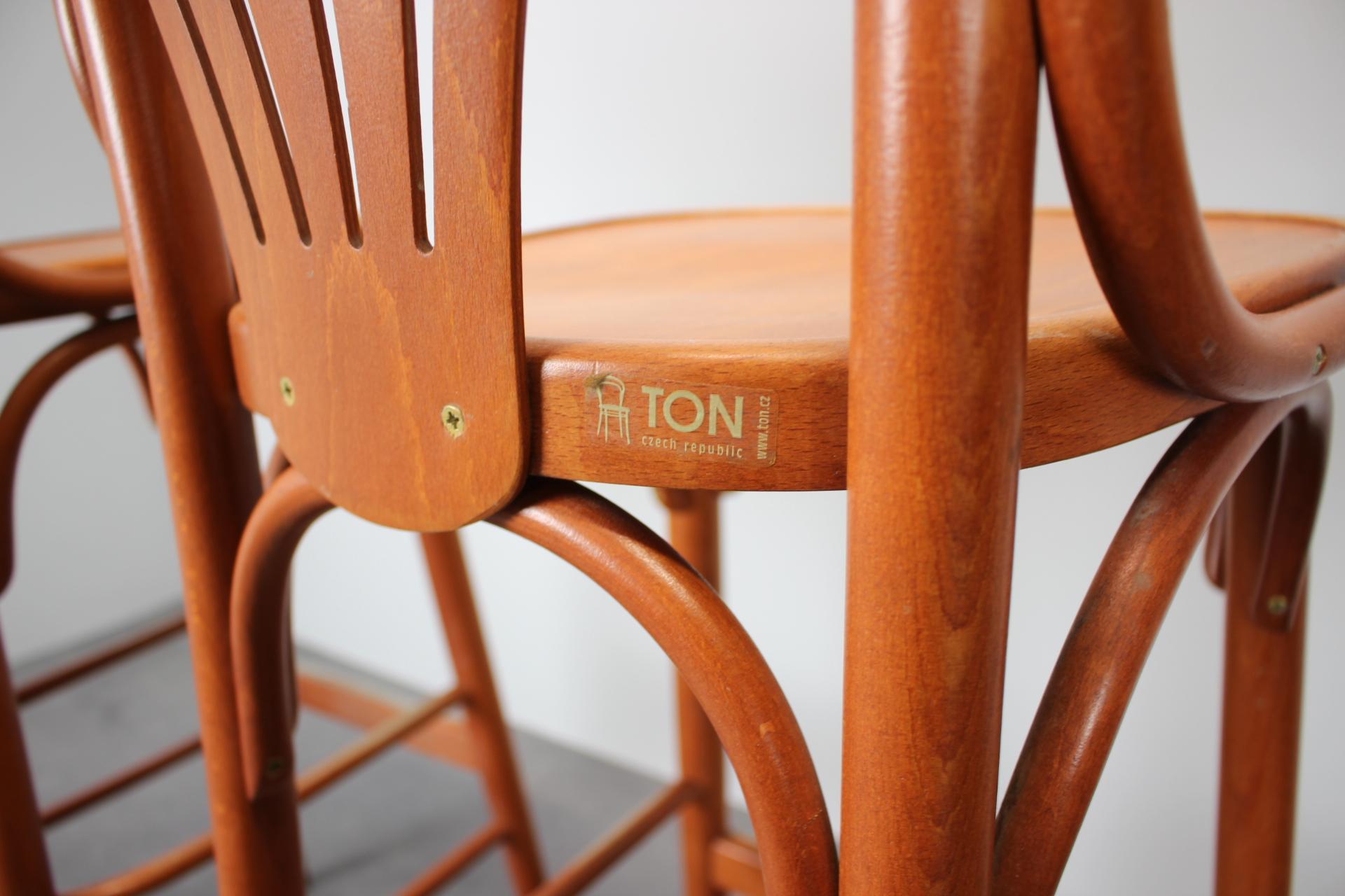 Czech Set of 4 Vintage Bar Stools by TON, 1980s