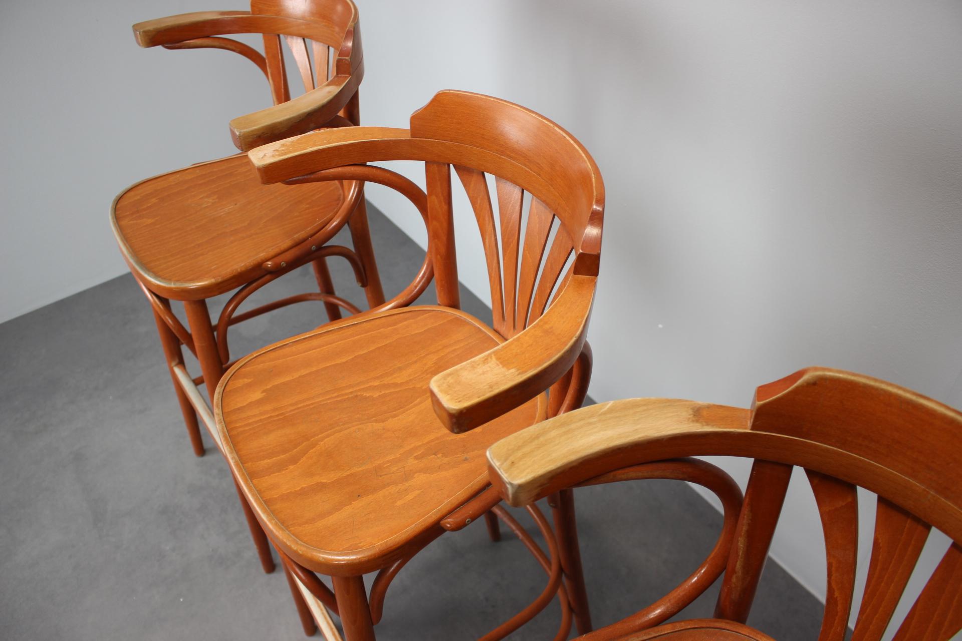 Set of 4 Vintage Bar Stools by TON, 1980s 1