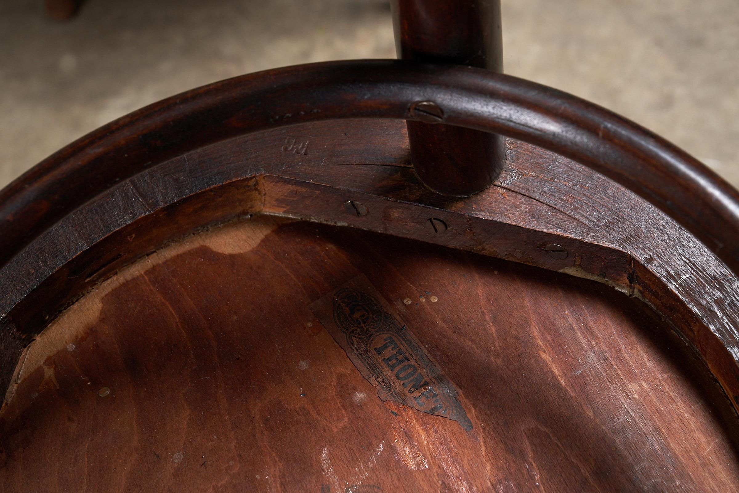 Ensemble de 4 chaises de bistro vintage en bois courbé avec motif de crocodile par Thonet en vente 2