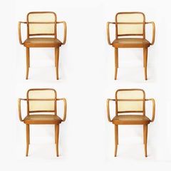 Set of 4 Vintage Bentwood Dining 811 Prague Chairs by Josef Hoffmann for Stendig