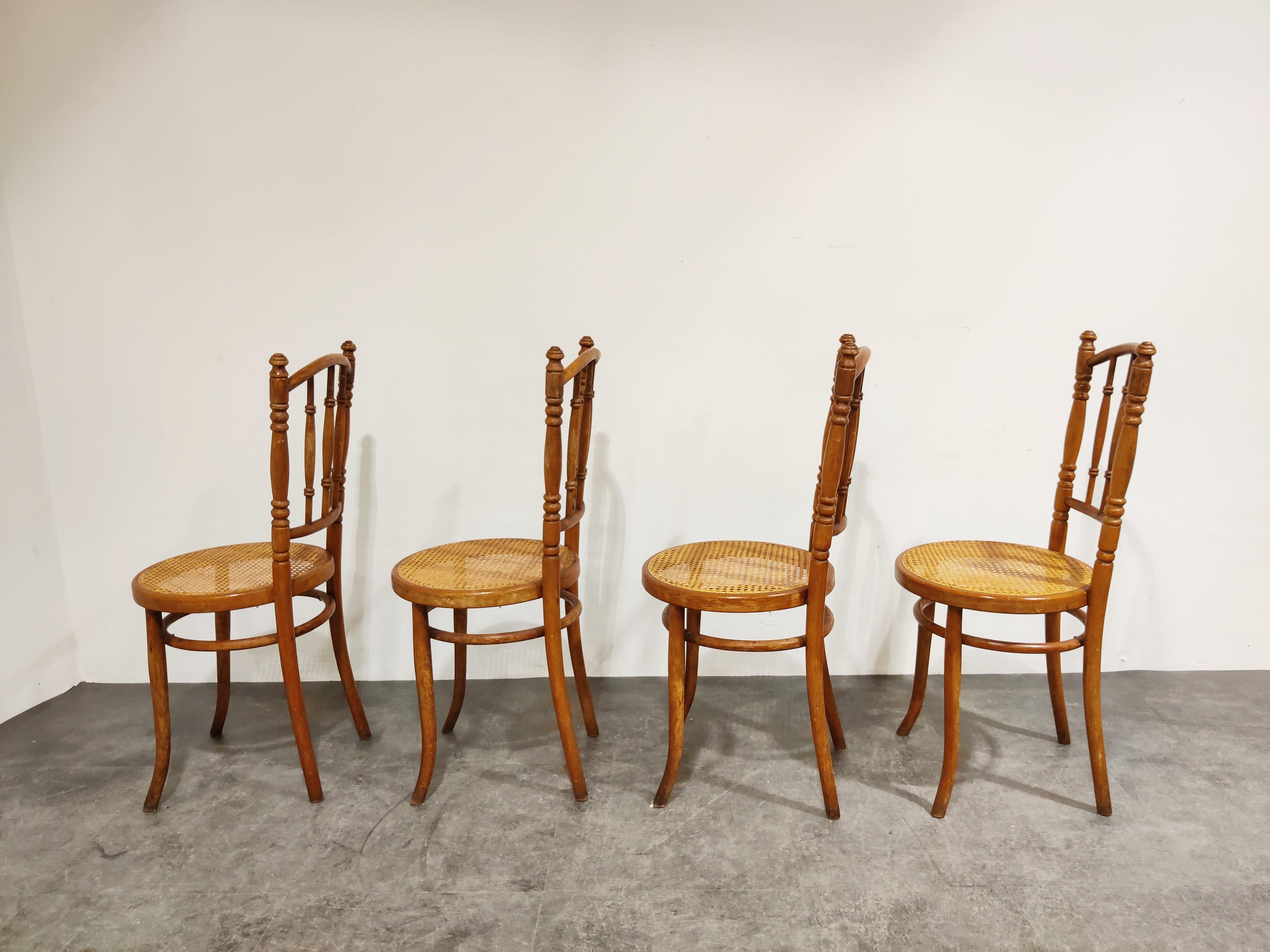 Milieu du XXe siècle Ensemble de 4 chaises bistro vintage, années 1950 en vente