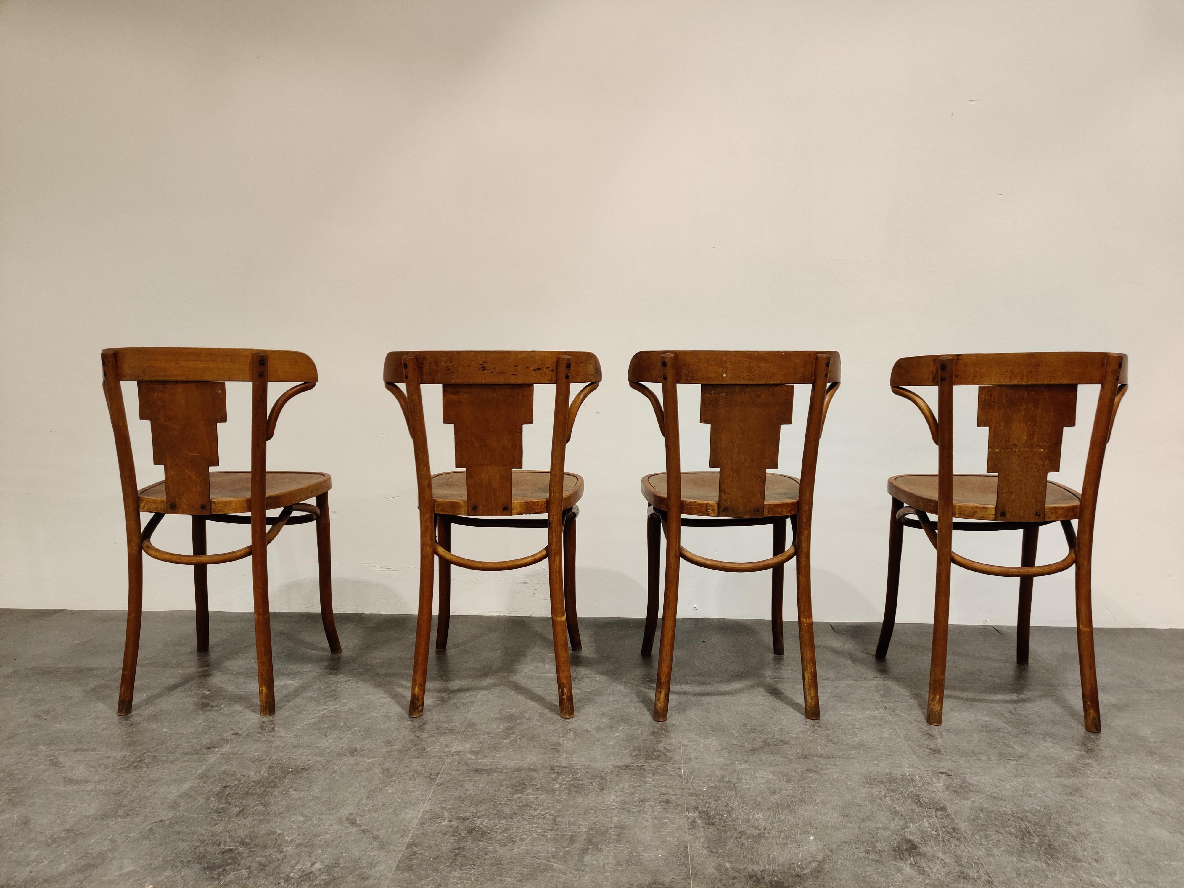 Art Deco Set of 4 Vintage Bistro Chairs by Luterma, 1920s