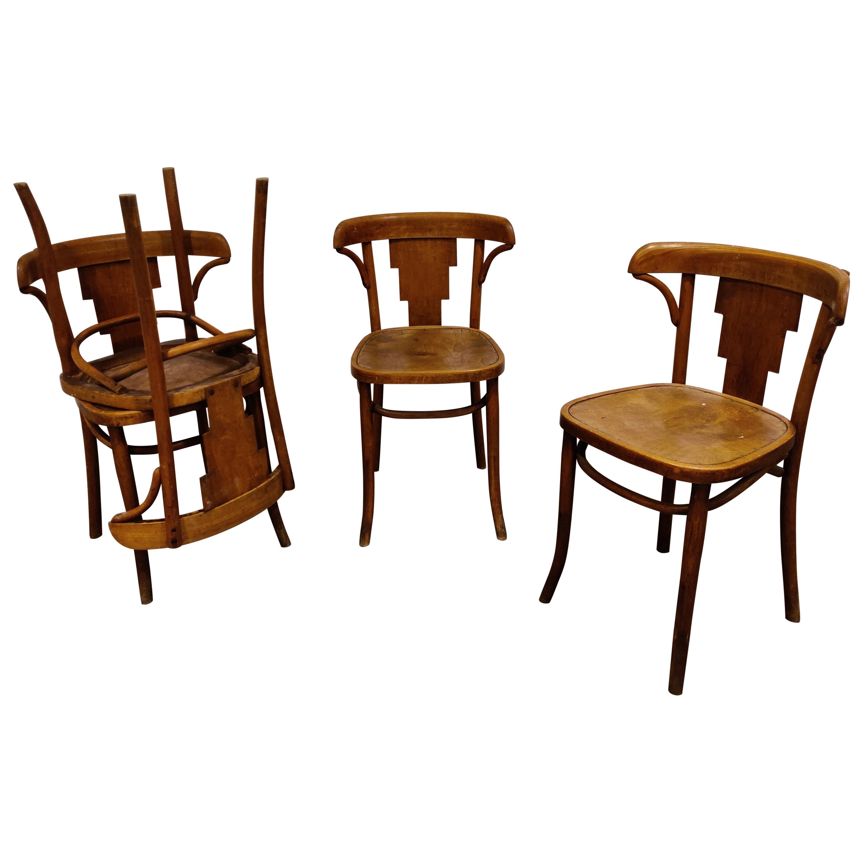 Set of 4 Vintage Bistro Chairs by Luterma, 1920s