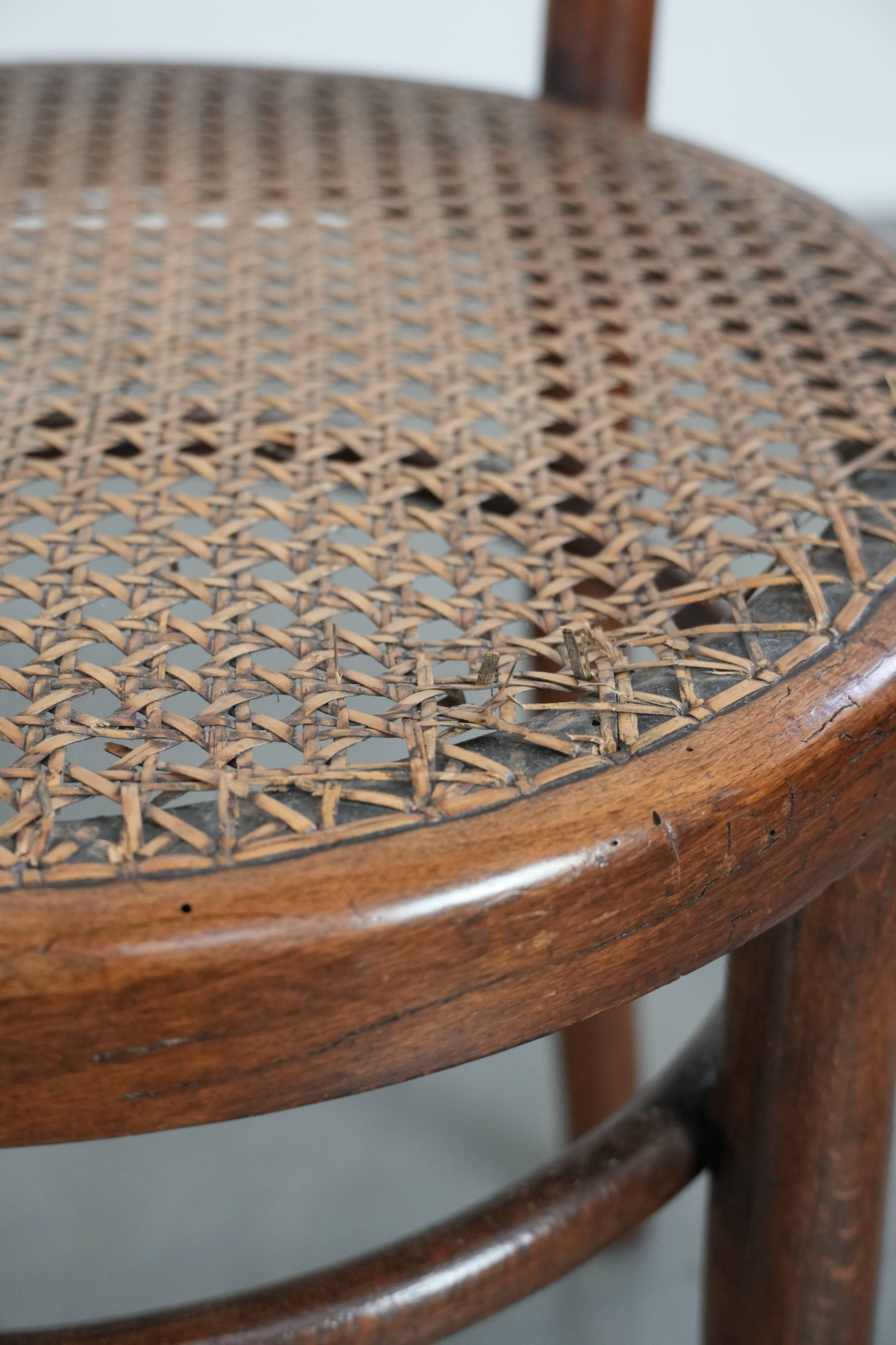 Set of 4 vintage bistro chairs Jacob & Josef Kohn Wien with a wicker seat in vendita 6