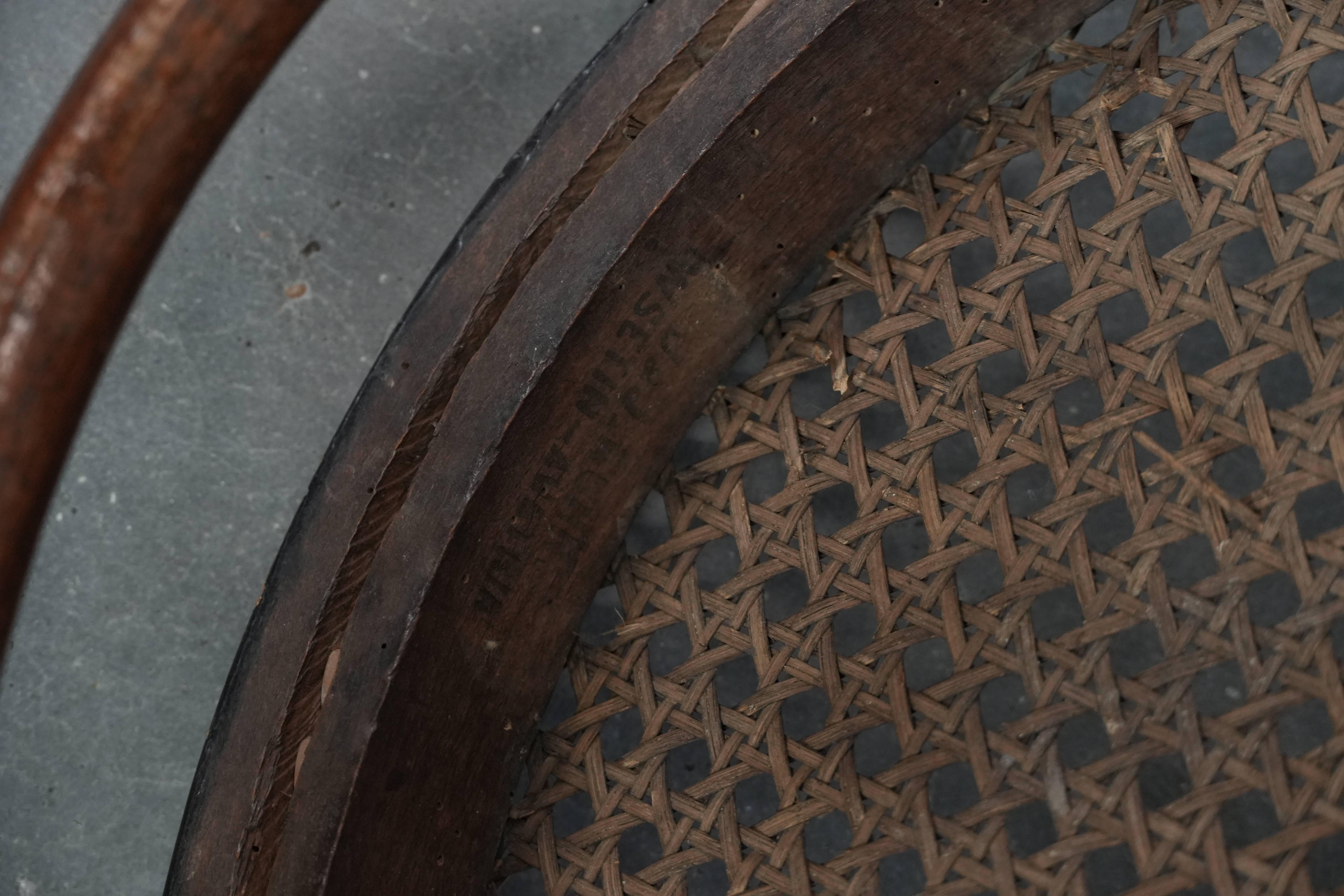 Set of 4 vintage bistro chairs Jacob & Josef Kohn Wien with a wicker seat in vendita 9